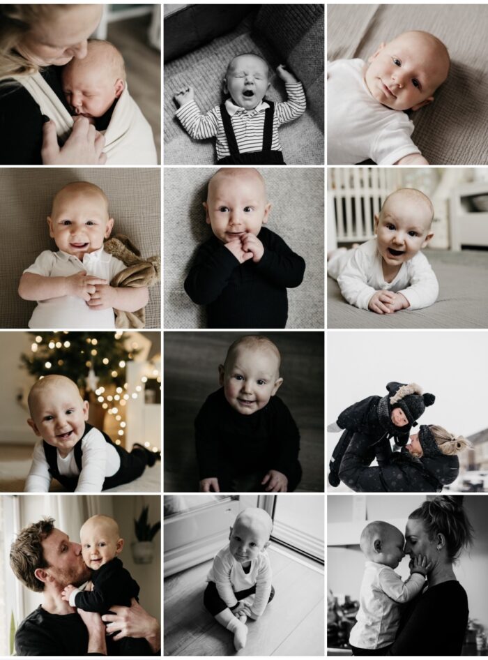 12 foto's van het jaar van een baby